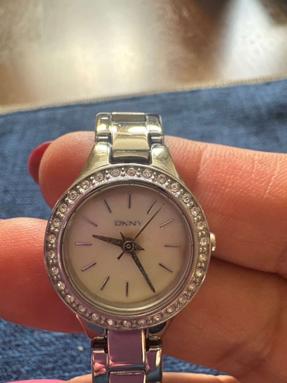 DKNY Silver-Tone Crystal Bezel Women's Bracelet Watch